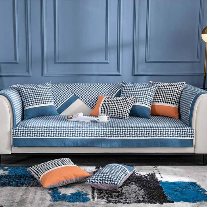 Klassisk Houndstooth Trykk Chenille Non-slip Sofa Deksel | Luvikno