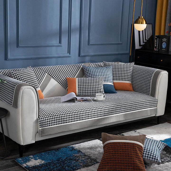 Klassisk Houndstooth Trykk Chenille Non-slip Sofa Deksel | Luvikno