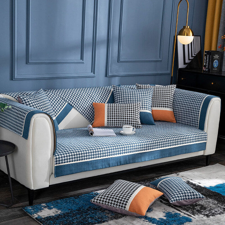 Klassisk Houndstooth Trykk Chenille Non-slip Sofa Deksel | Luvikno