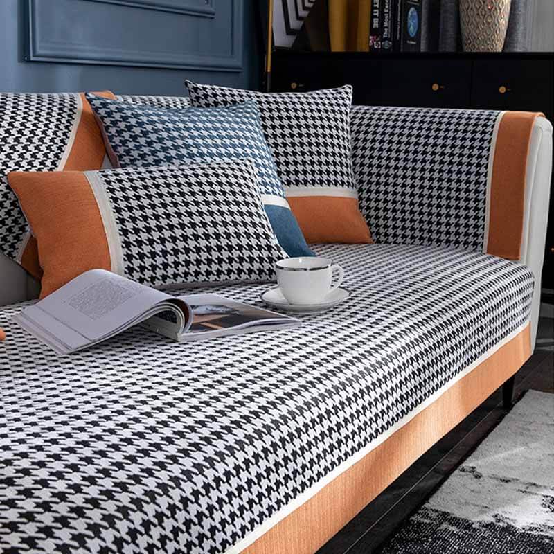 Klassisk Houndstooth Trykk Chenille Non-slip Sofa Deksel | Luvikno