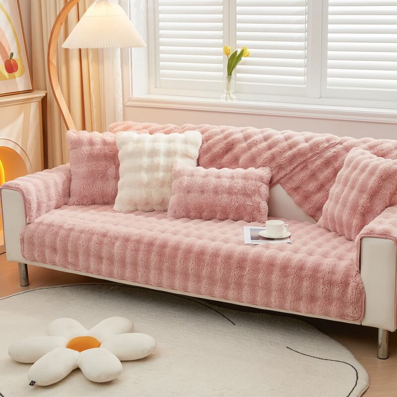 Koselig Plush Enfarget Rutsjefri Sofa Trekk for Komfort | Luvikno