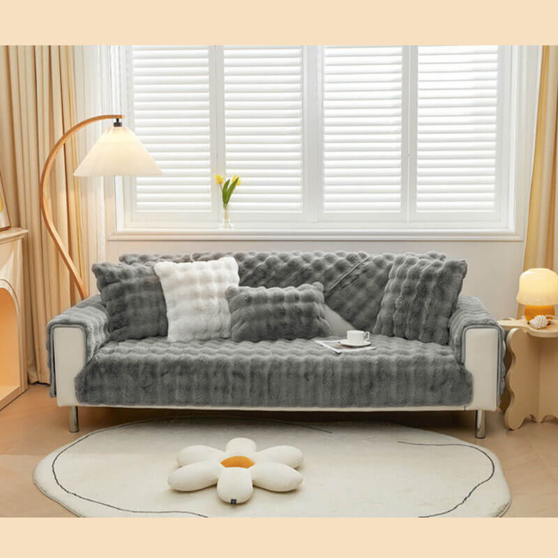Koselig Plush Enfarget Rutsjefri Sofa Trekk for Komfort | Luvikno