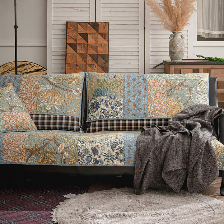 Europeisk Floral Cotton Sofa Deksel Beskyttende Non-slip | Luvikno