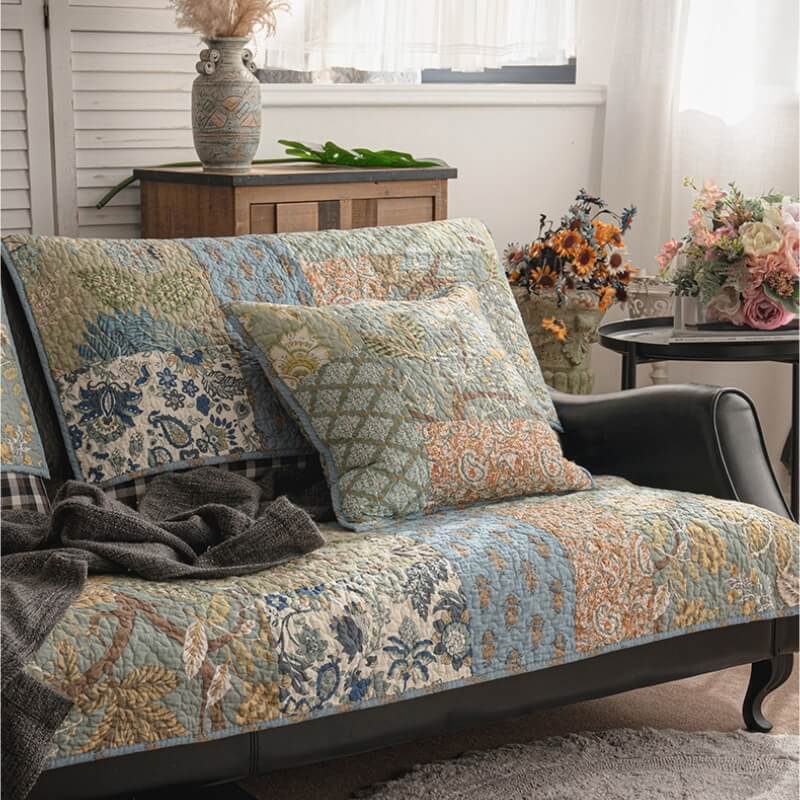 Europeisk Floral Cotton Sofa Deksel Beskyttende Non-slip | Luvikno