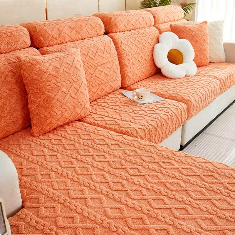 Full Wrap Soft Fleece Stretch Couch Cover for All Seasons | Luvikno