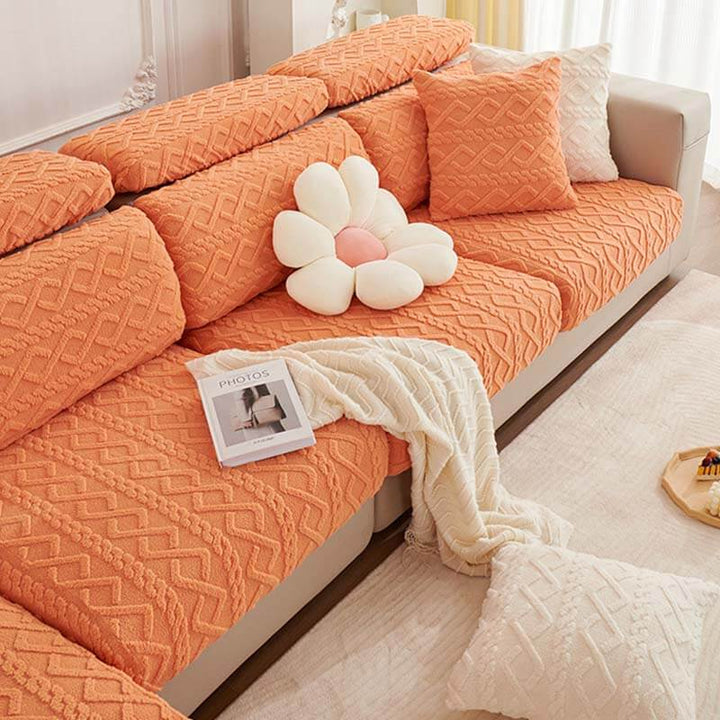 Full Wrap Soft Fleece Stretch Couch Cover for All Seasons | Luvikno