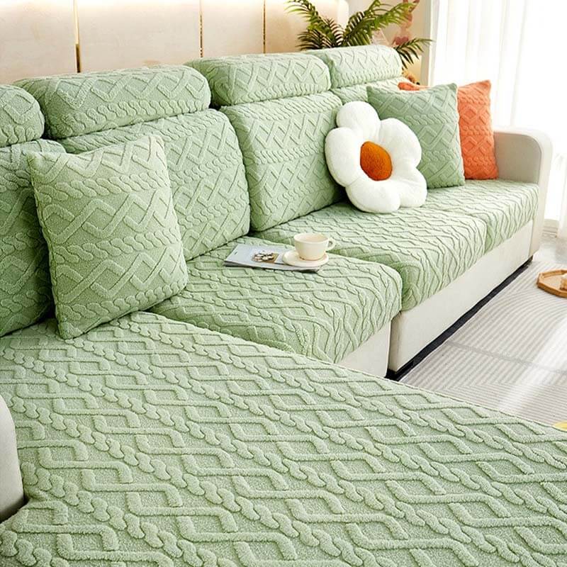 Full Wrap Soft Fleece Stretch Couch Cover for All Seasons | Luvikno