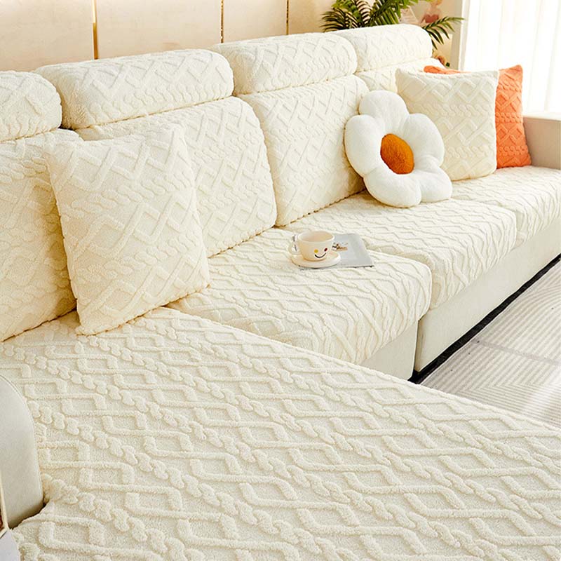Full Wrap Soft Fleece Stretch Couch Cover for All Seasons | Luvikno