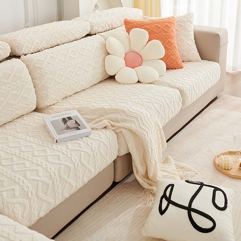 Full Wrap Soft Fleece Stretch Couch Cover for All Seasons | Luvikno