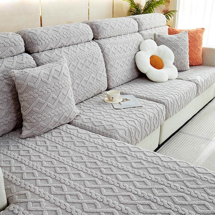 Full Wrap Soft Fleece Stretch Couch Cover for All Seasons | Luvikno