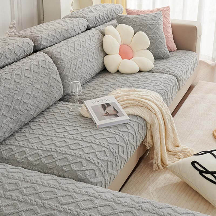 Full Wrap Soft Fleece Stretch Couch Cover for All Seasons | Luvikno