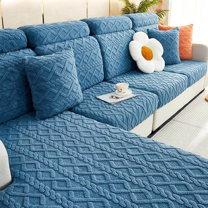 Full Wrap Soft Fleece Stretch Couch Cover for All Seasons | Luvikno