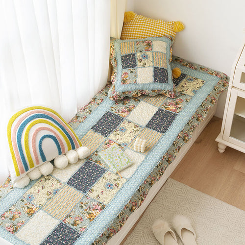 Vintage Flower Plaid Bomullssofa Deksel - Myk Miljøvennlig Design | Luvikno