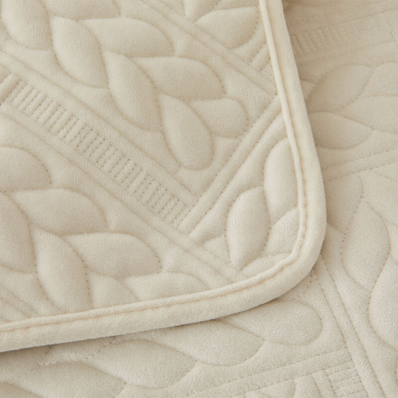 Varm Crystal Velvet Hvete Broderi Antiskli Sofa Dekke | Luvikno