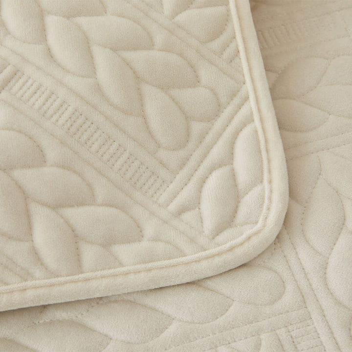 Varm Crystal Velvet Hvete Broderi Antiskli Sofa Dekke | Luvikno