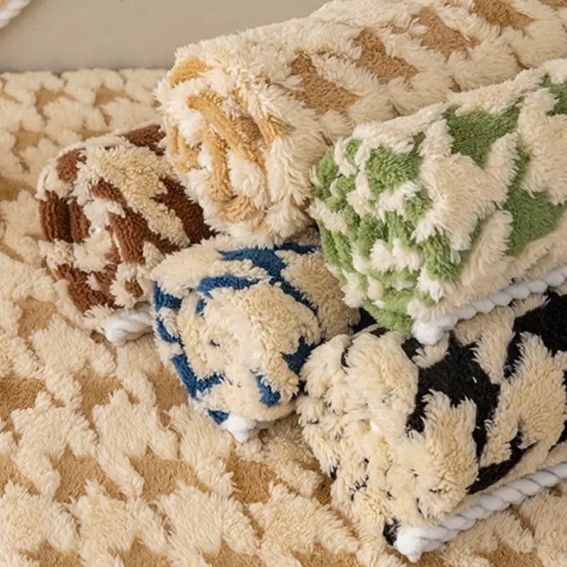 Houndstooth Plysj Matte Møbelbeskyttelse Antiskli Deksel | Luvikno