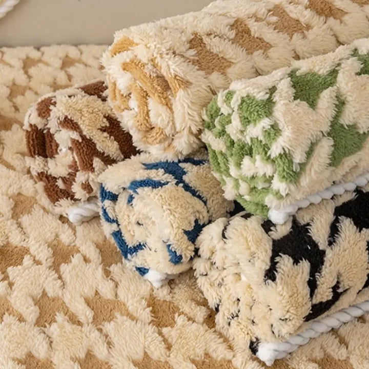 Houndstooth Plysj Matte Møbelbeskyttelse Antiskli Deksel | Luvikno