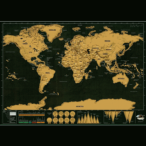 Scratch Off World Map (2 størrelser) | Luvikno