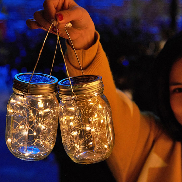 Solcellelampe med dekorativ LED-stripe og håndtak - 2 stk - | Luvikno