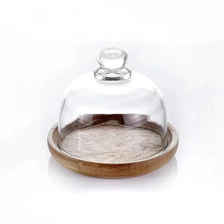 Glass Matbeholder med Tredeksel Kjøkken Snack Organizer | Luvikno