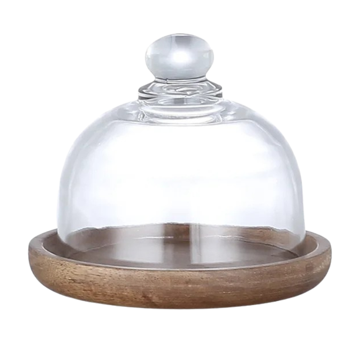 Glass Matbeholder med Tredeksel Kjøkken Snack Organizer | Luvikno