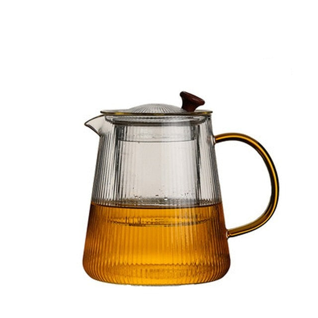 Glass Pot Filter Trebruk Håndtak Te Seremoni Transparent Tevare Sett | Luvikno