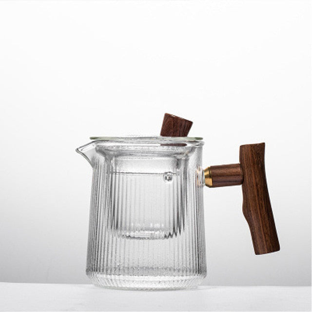 Glass Pot Filter Trebruk Håndtak Te Seremoni Transparent Tevare Sett | Luvikno