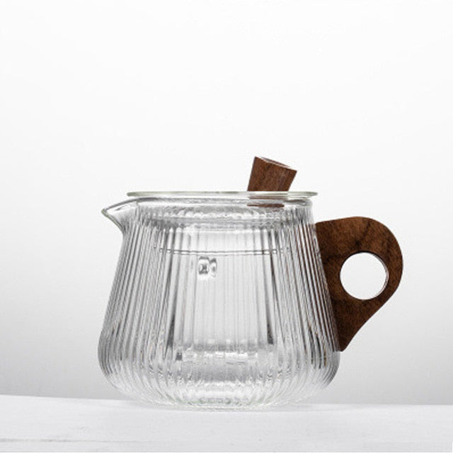 Glass Pot Filter Trebruk Håndtak Te Seremoni Transparent Tevare Sett | Luvikno