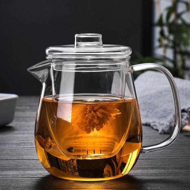 Glass Pot Filter Trebruk Håndtak Te Seremoni Transparent Tevare Sett | Luvikno