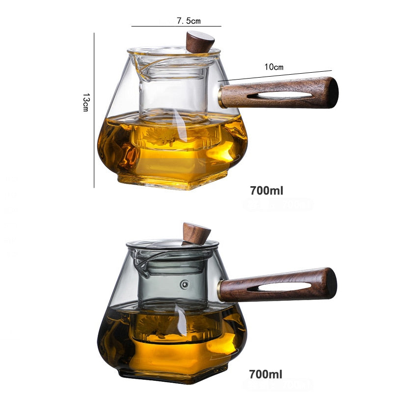 Glass Pot Filter Trebruk Håndtak Te Seremoni Transparent Tevare Sett | Luvikno