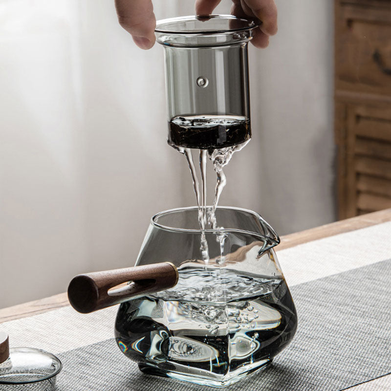 Glass Pot Filter Trebruk Håndtak Te Seremoni Transparent Tevare Sett | Luvikno