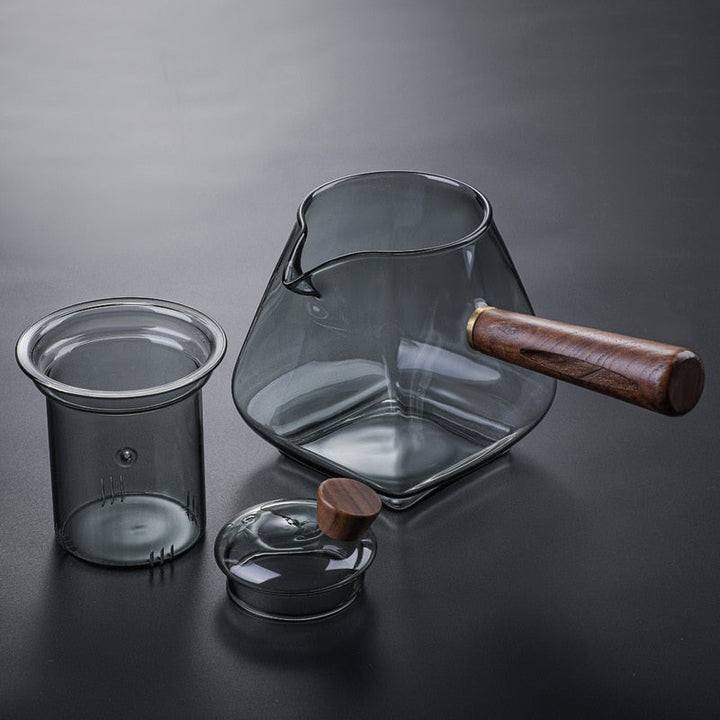 Glass Pot Filter Trebruk Håndtak Te Seremoni Transparent Tevare Sett | Luvikno
