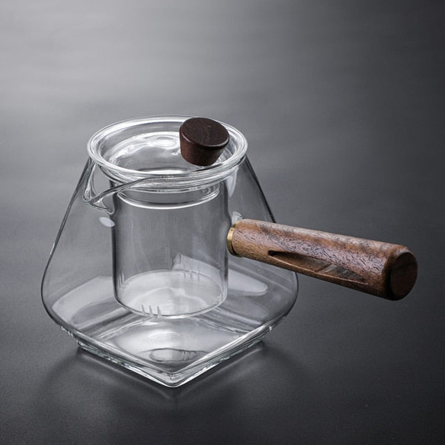 Glass Pot Filter Trebruk Håndtak Te Seremoni Transparent Tevare Sett | Luvikno