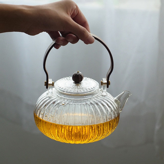 Glass Pot Filter Trebruk Håndtak Te Seremoni Transparent Tevare Sett | Luvikno