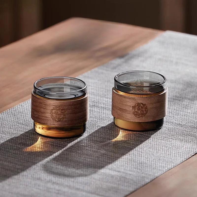 Glass tekanne med infuser varmebestandig tekanne med håndtak i tre | Luvikno