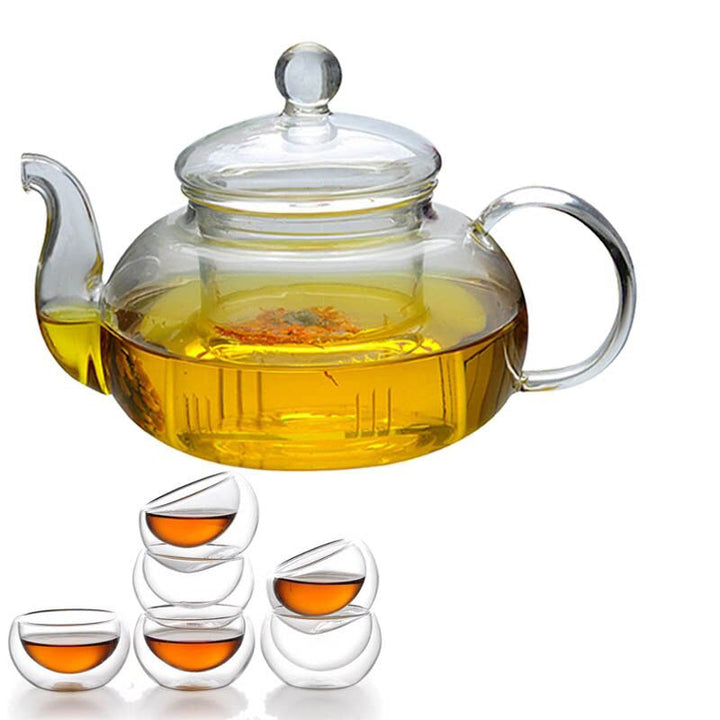 Glass Te Sett Varmeresistent Glass Te Infuser Kanne Dobbelvegg Glass | Luvikno