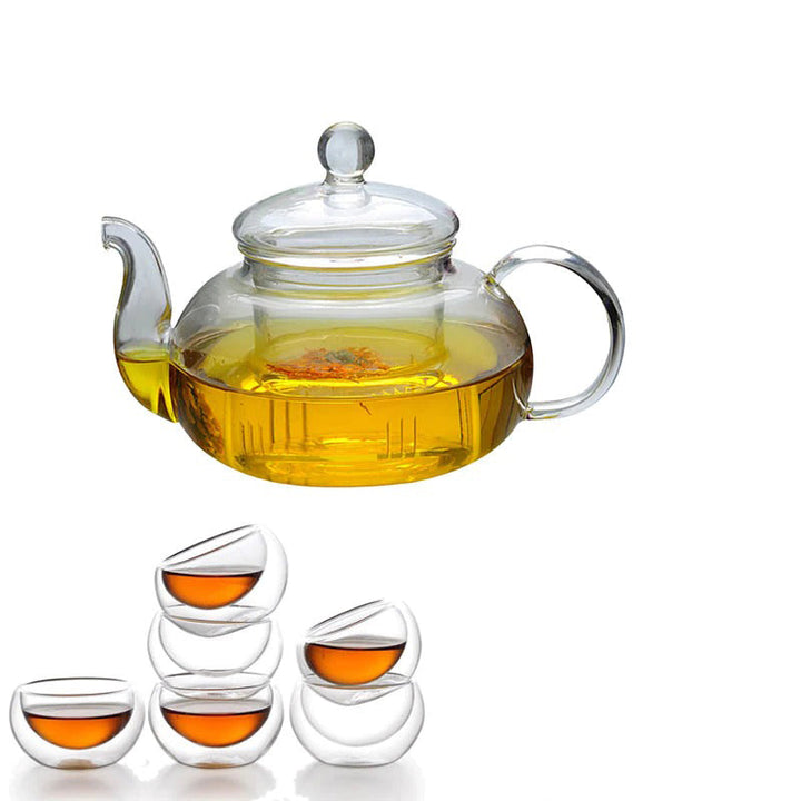 Glass Te Sett Varmeresistent Glass Te Infuser Kanne Dobbelvegg Glass | Luvikno
