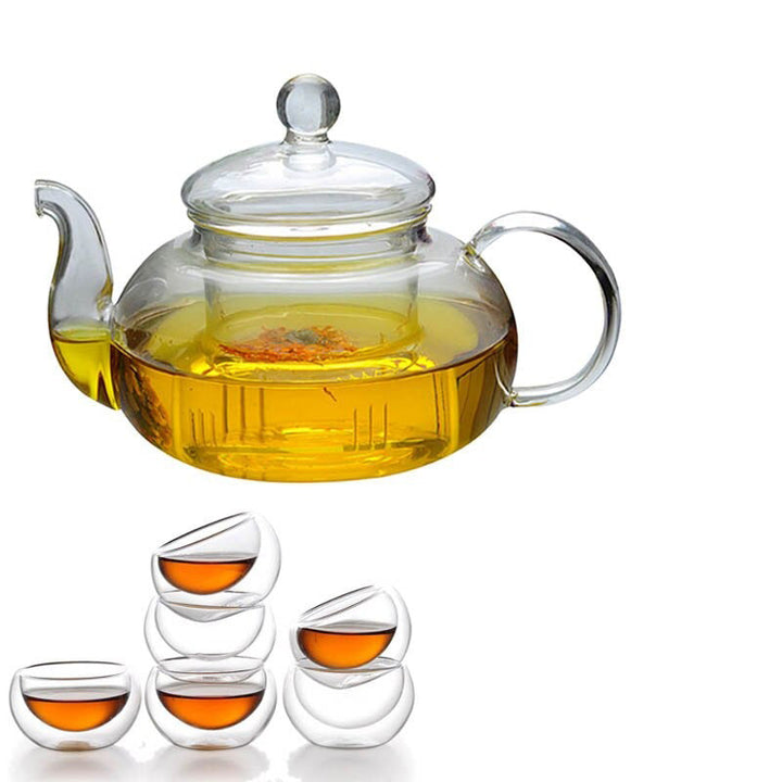 Glass Te Sett Varmeresistent Glass Te Infuser Kanne Dobbelvegg Glass | Luvikno