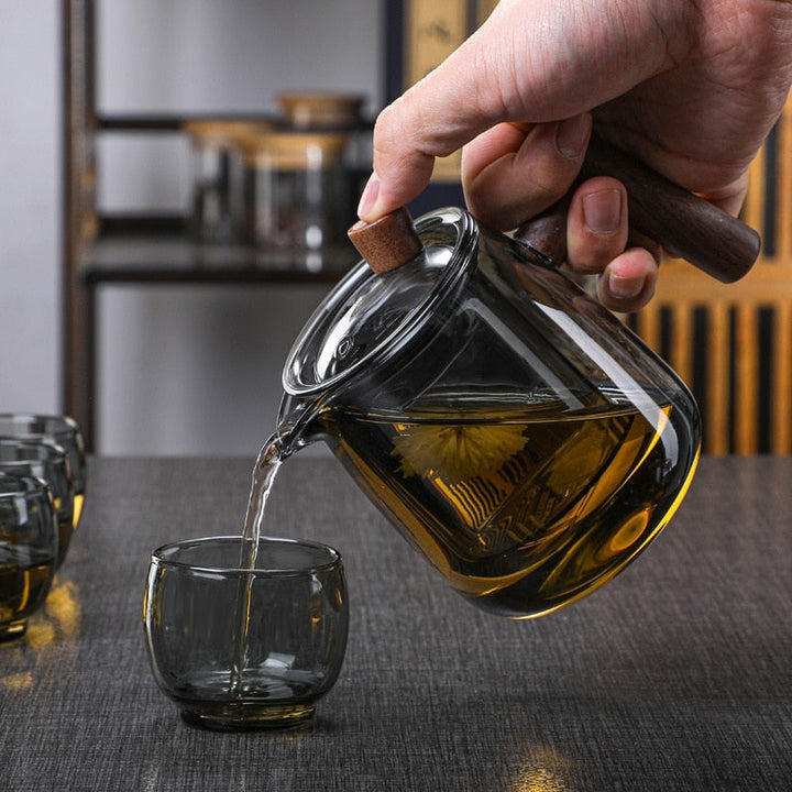 Glass Tekanne Tre håndtak Te-seremoni Gjennomsiktig Sett Kopp | Luvikno