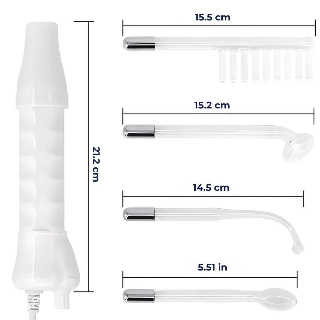 GlowVive Høyfrekvent D'arsonval Beauty Device | for Akne - Anti-Aging - Hudoppstramming - Hårvekst - Hodebunnspleie Luvikno