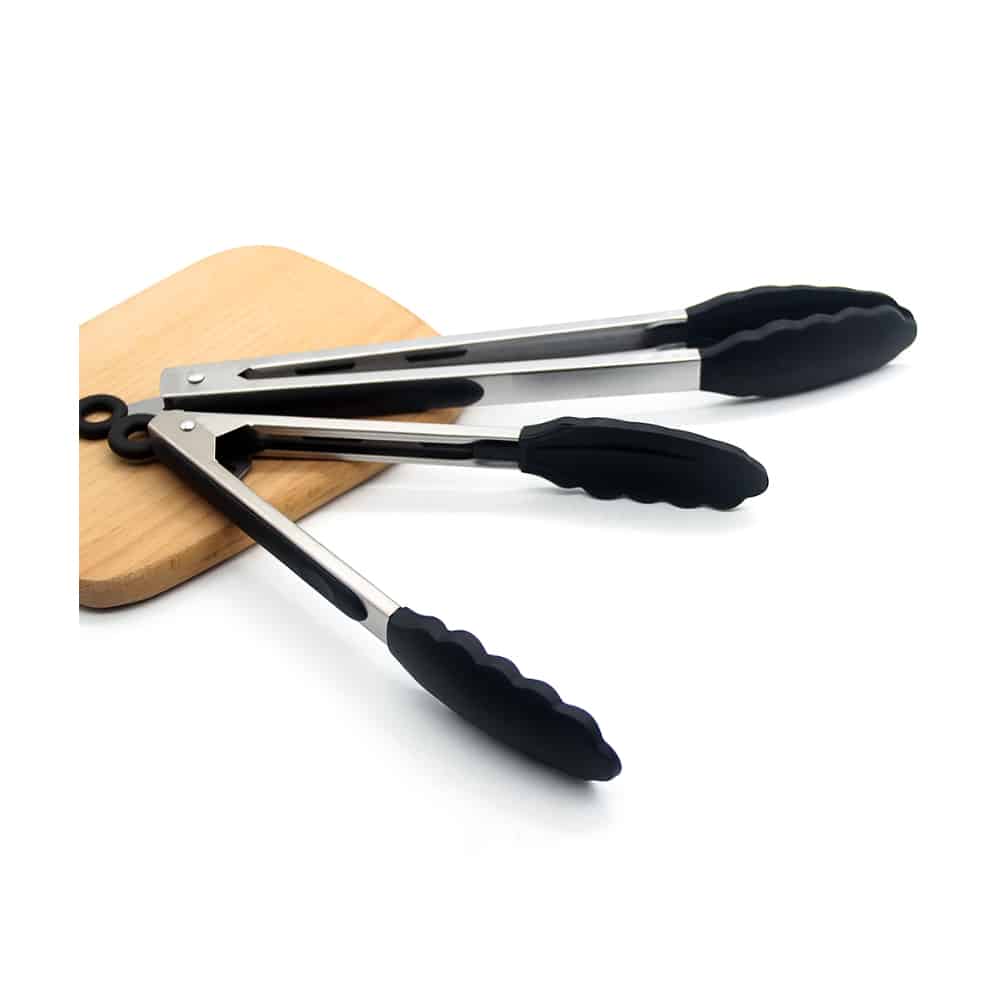 Silikontang og rustfritt stål grilltang - 23/30 cm - Hvit / Svart | Luvikno