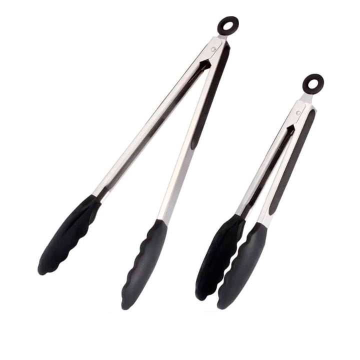 Silikontang og rustfritt stål grilltang - 23/30 cm - Hvit / Svart | Luvikno