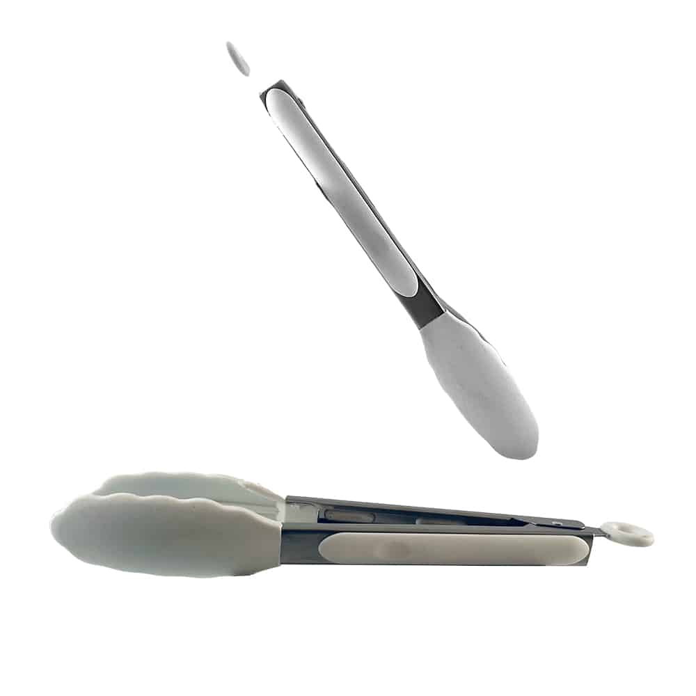Silikontang og rustfritt stål grilltang - 23/30 cm - Hvit / Svart | Luvikno