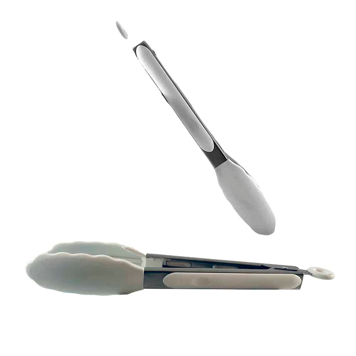 Silikontang og rustfritt stål grilltang - 23/30 cm - Hvit / Svart | Luvikno