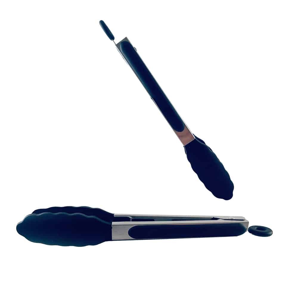 Silikontang og rustfritt stål grilltang - 23/30 cm - Hvit / Svart | Luvikno
