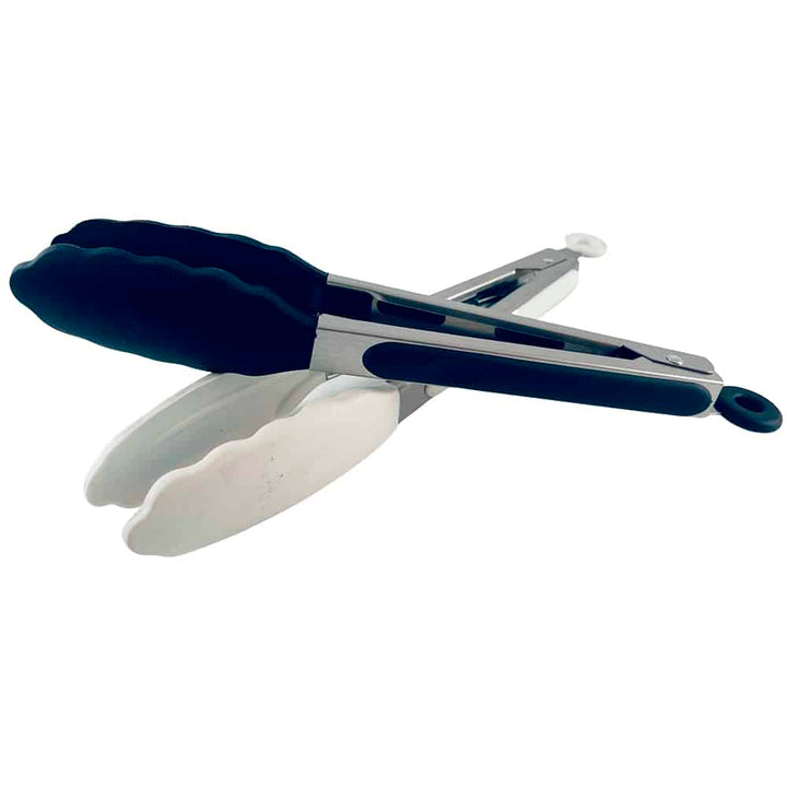 Silikontang og rustfritt stål grilltang - 23/30 cm - Hvit / Svart | Luvikno