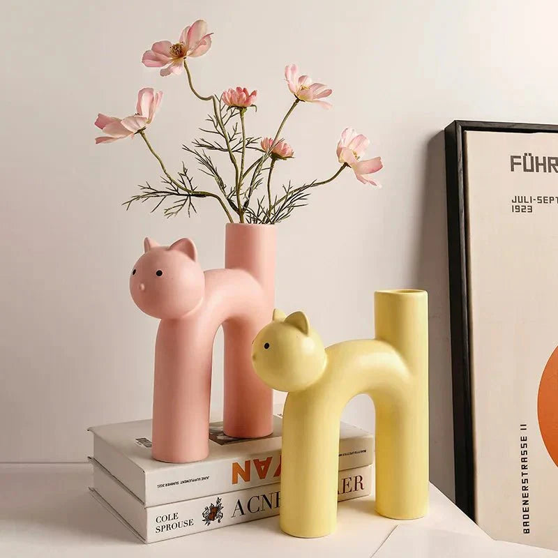 H-formet kattevase dekorasjon - Moderne keramisk borddesign | Luvikno