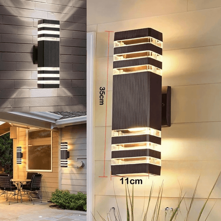 Luvikno | LumiBloc LED utendørsvegglys | Opp & Ned effekt | E27 sokkel | IP65 vanntett | Moderne design for hage & balkong