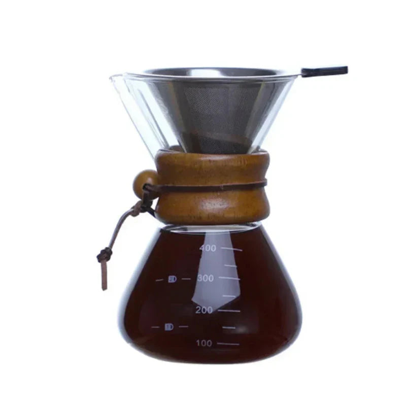 Håndglass kaffekjele med rustfritt stålfilter dryppbrygger kaffe | Luvikno