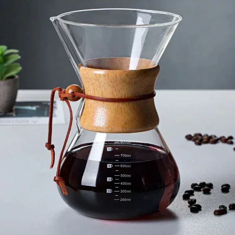 Håndglass kaffekjele med rustfritt stålfilter dryppbrygger kaffe | Luvikno